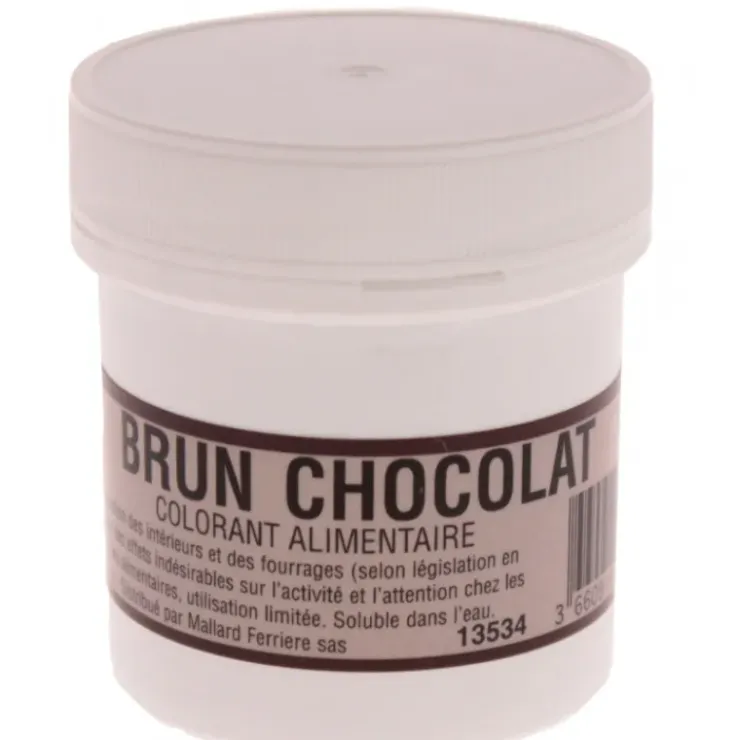 MALLARD FERRIERE Colorant alimentaire Marron Brun Chocolat E102/E129/E151 Poudre Hydrosoluble 20g Discount