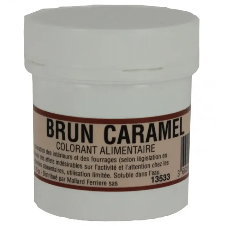 MALLARD FERRIERE Colorant alimentaire Marron Brun Caramel E102/E129/E151 Poudre Hydrosoluble 20g Clearance