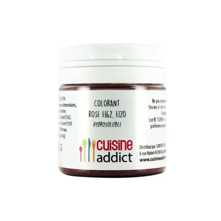 CUISINEADDICT Colorant alimentaire Rose E162/E120 Poudre Hydrosoluble 25 g Hot