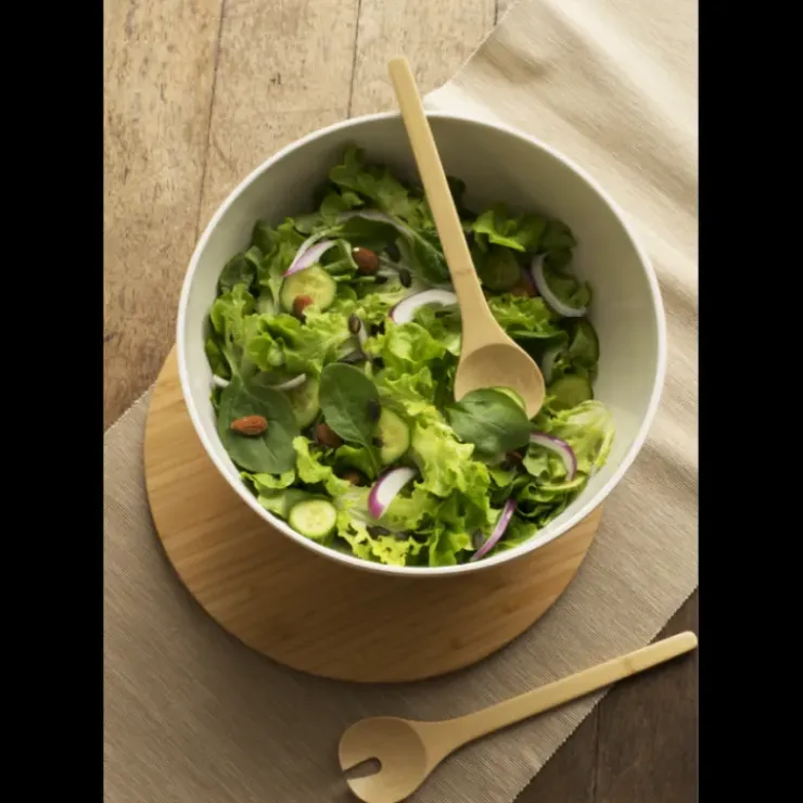 PEBBLY Couverts à Salade en Bambou 27 cm Sale