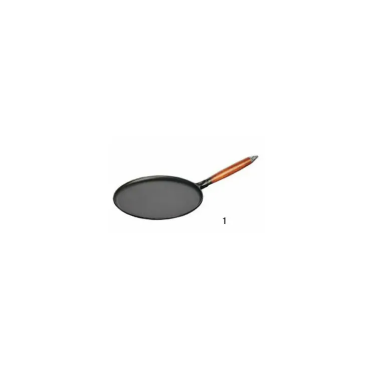 STAUB Crêpière Ø 28 cm Fonte noire Manche Bois Clearance