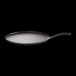 LE CREUSET Crêpière en Fonte 27 cm Noir Mat avec Spatule & Râteau New
