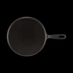 LE CREUSET Crêpière en Fonte 27 cm Noir Mat avec Spatule & Râteau New