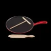 LE CREUSET Crêpière Fonte Émaillée 27 cm Cerise avec Accessoires Clearance