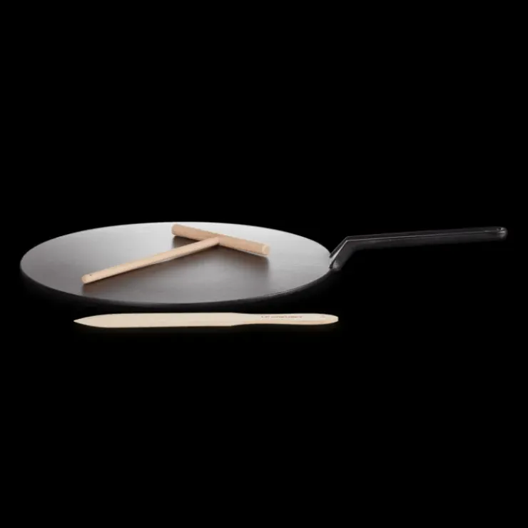 LE CREUSET Crêpière Fonte Émaillée 32 cm Noir avec Accessoires Outlet