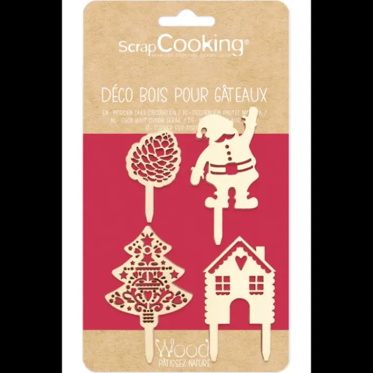 SCRAPCOOKING Décor de Bûche en Bois (x4)