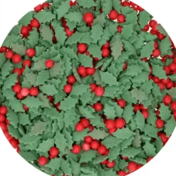 FUNCAKES Décoration en Sucre Mélange Holly Feuilles de Houx et Baies 55 g Clearance