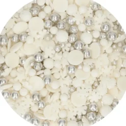 FUNCAKES Décoration en Sucre Mélange Hiver Blanc et Argenté 50 g Hot