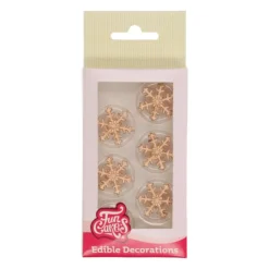 FUNCAKES Décoration Gâteau Flocon de Neige Doré en Pâte à Sucre (x12) Discount