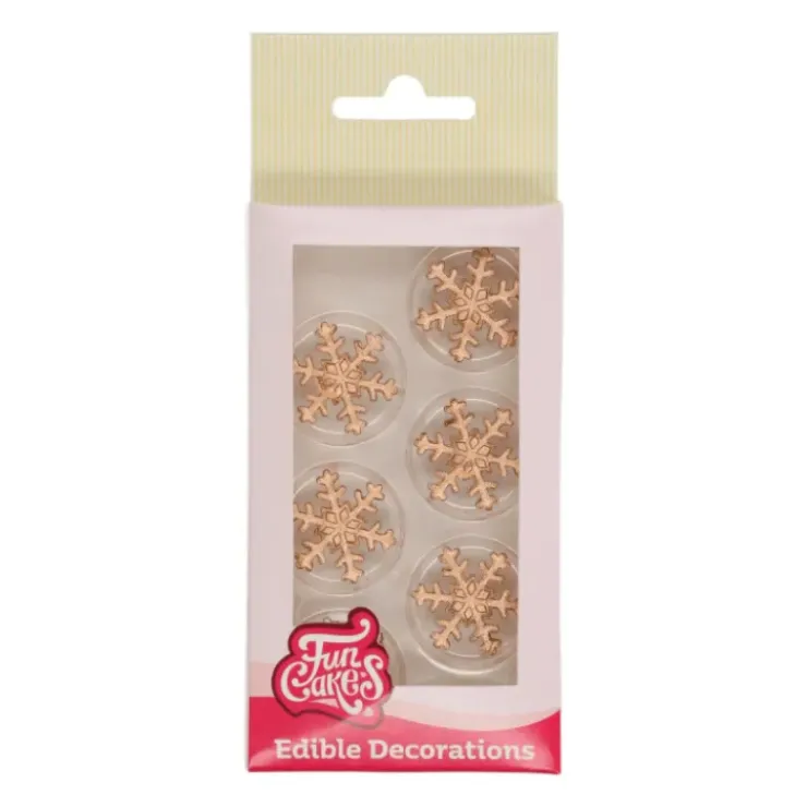 FUNCAKES Décoration Gâteau Flocon de Neige Doré en Pâte à Sucre (x12) Discount