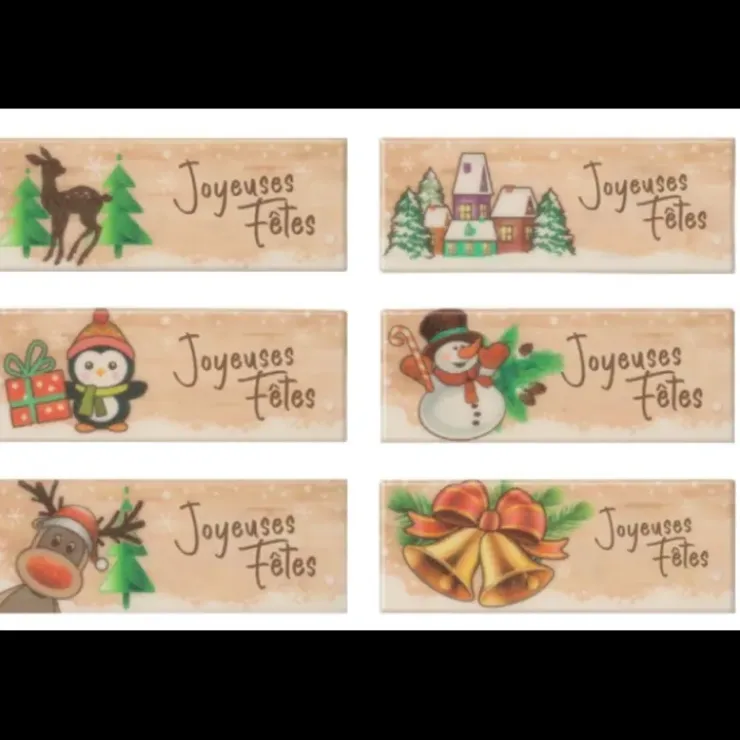 CUISINEADDICT Décors Azyme Rectangle Joyeuses Fêtes 8,5 x 3,3 cm (x24) Sale