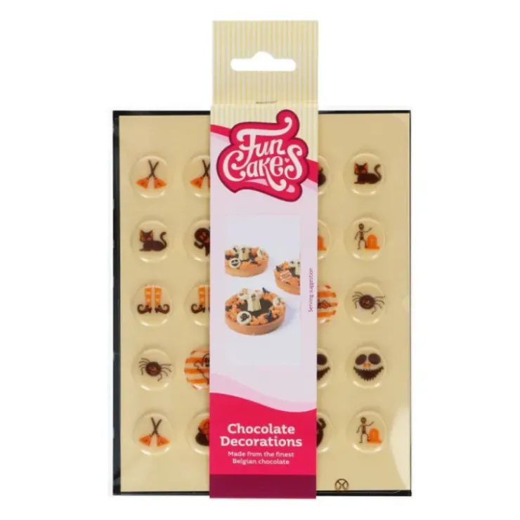 FUNCAKES Décors Chocolat Blanc 10 Motifs Halloween (x25) Discount