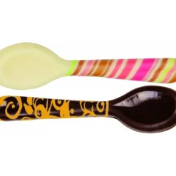 FLORENSUC Décors en Chocolat Blanc et Noir Cuillères Multicolores et Or 85x20 mm (x48) New
