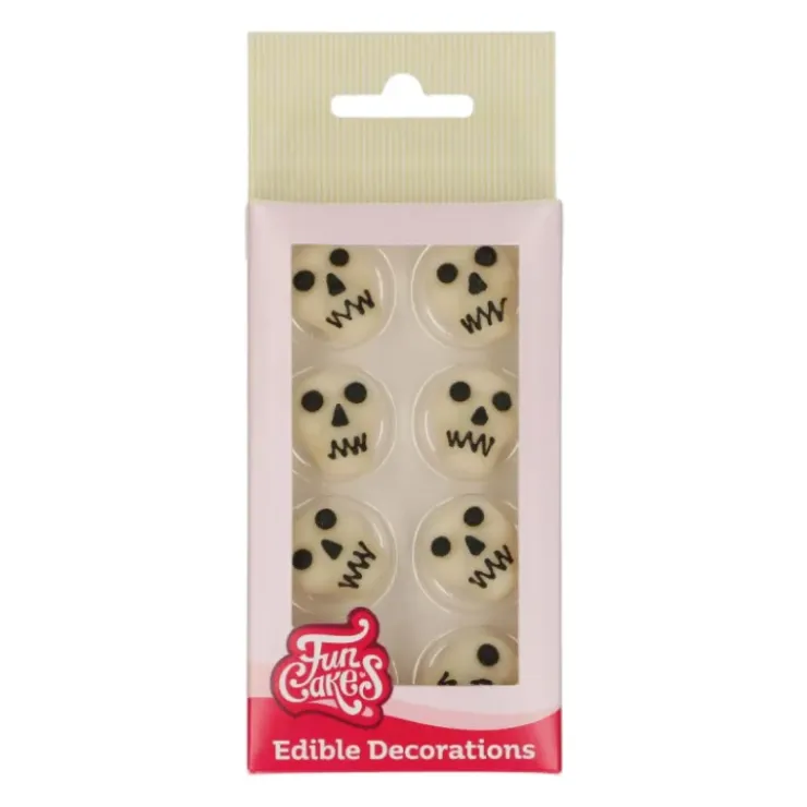 FUNCAKES Décors en Pâte à Sucre Tête de Mort (x8) Hot