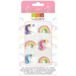 SCRAPCOOKING Décors en Sucre Licorne et Arc en Ciel x6 Outlet