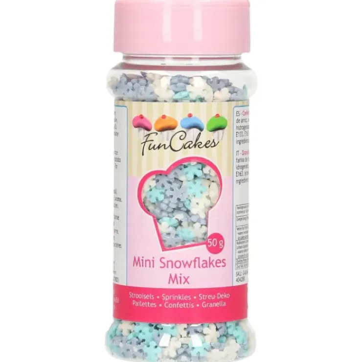 FUNCAKES Décors en Sucre Mini Flocons Bleu et Blanc 50 g