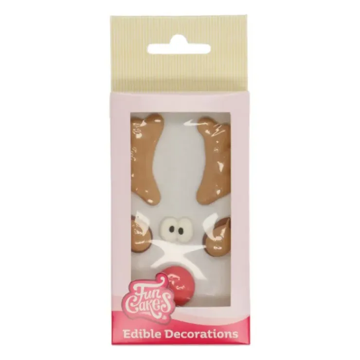 FUNCAKES Décors en Sucre Renne Rudolph au Nez Rouge Noël