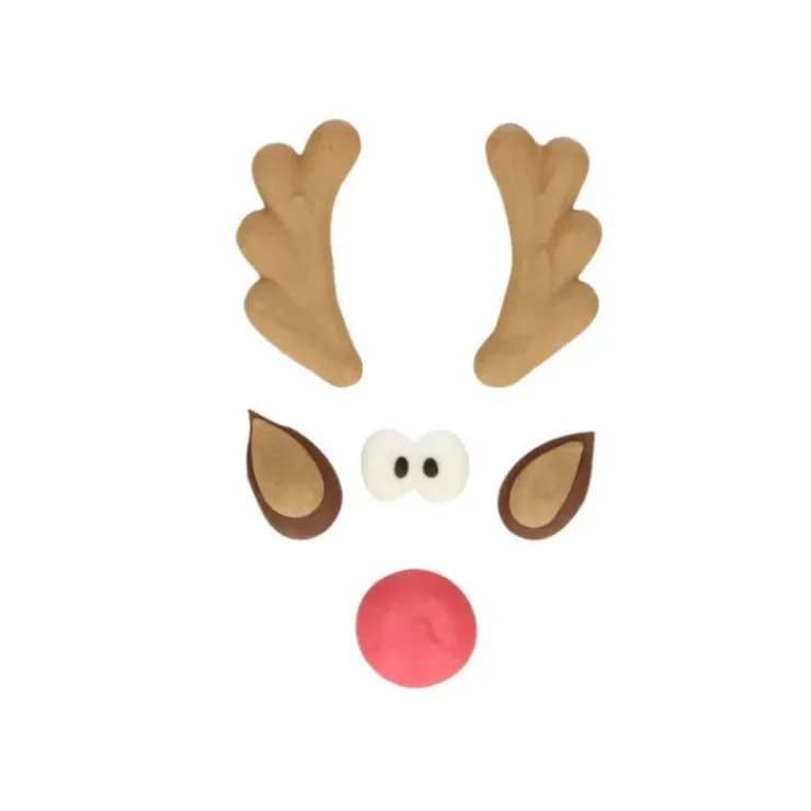 FUNCAKES Décors en Sucre Renne Rudolph au Nez Rouge Noël