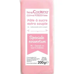 SCRAPCOOKING DLUO Dépassée Pâte à Sucre Rose Spéciale Couverture 200g