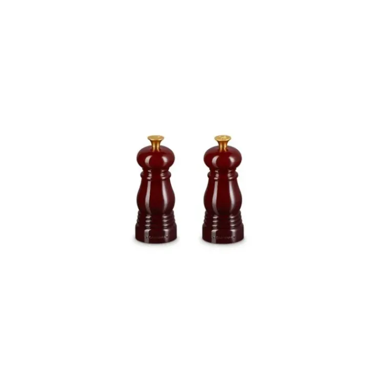 LE CREUSET Duo Moulin à Poivre et à Sel Garnet Bouton Doré 11 cm Outlet