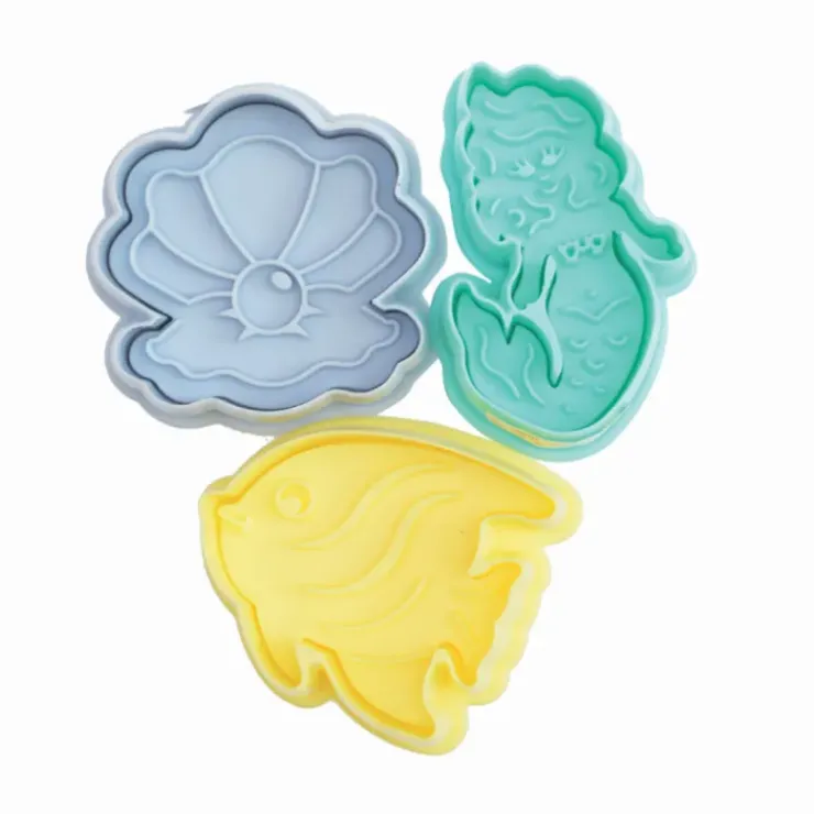SCRAPCOOKING Emporte-Pièce Sirène, Coquillage, Poisson x3 avec poussoir éjecteur Clearance