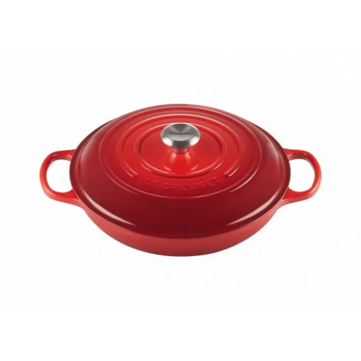 LE CREUSET Faitout Cerise en Fonte avec Intérieur Sable 30 cm Signature Best