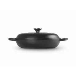 LE CREUSET Faitout Noir Mat en Fonte avec Intérieur Noir 30 cm Signature Hot