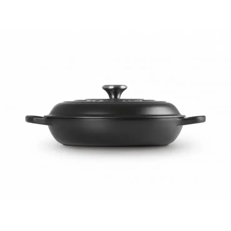 LE CREUSET Faitout Noir Mat en Fonte avec Intérieur Noir 30 cm Signature Hot