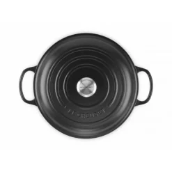 LE CREUSET Faitout Noir Mat en Fonte avec Intérieur Noir 30 cm Signature Hot