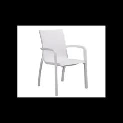 GROSFILLEX Fauteuil d'extérieur Blanc Glacier et Toile Blanche Sunset Hot