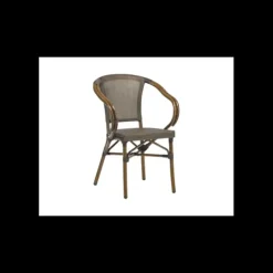 LYROSE Fauteuil Imitation Rotin Beige et Bois Hot