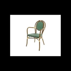 LYROSE Fauteuil Tressé Bamboo Vert et Crème Outlet
