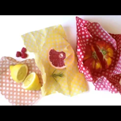 PEBBLY Feuille Emballage Alimentaire Cire Abeille Pois (x3) Hot