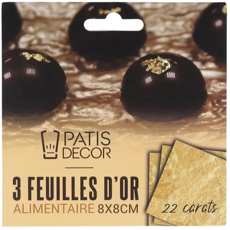PATISDECOR Feuilles d'Or Alimentaire 22 carats 3 feuilles Patisdécor Clearance