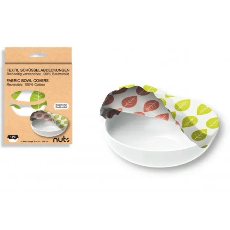 NUTS FIN DE SERIE Couvercle réutilisable XL blanc motif feuille 100% coton New