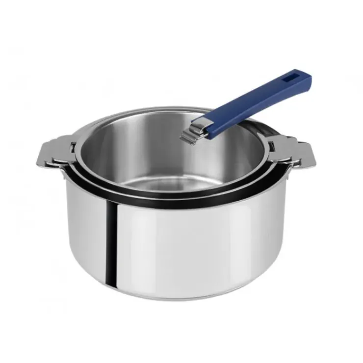 CRISTEL FIN DE SERIE Lot de 3 Casseroles inox avec Poignée Bleue Mutine Amovible Online