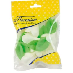 FLORENSUC Fleurs de rose blanche x6, grandes feuilles x12 - en Azyme Hot