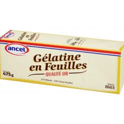 ANCEL Gélatine en feuilles qualité or 475 g (225 feuilles)