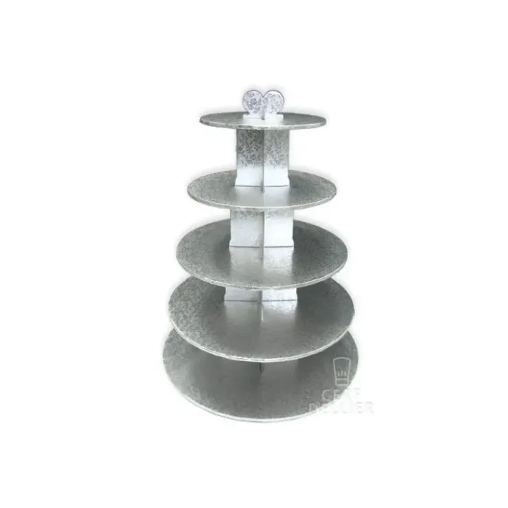 GATODECO Grand Présentoir Argenté Cupcakes 5 Etages Ronds Gatodéco Discount