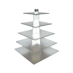 GATODECO Grand Présentoir Argenté Cupcakes 5 Etages Carrés Gatodéco
