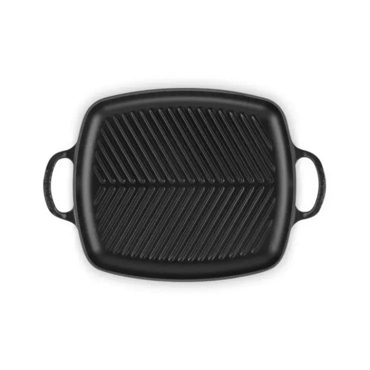 LE CREUSET Gril en Fonte Rectangulaire 30 cm Noir Mat Discount