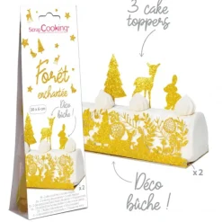 SCRAPCOOKING Kit Déco Bûche de Noël Dorée Forêt Enchantée