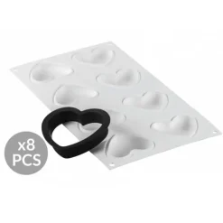 SILIKOMART Kit Moule Silicone 8 Tartelettes Cœur 8 x 7 cm Professional Clearance