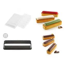 SILIKOMART Kit Moule Silicone 6 Tartelettes Rectangle 120mm Professional