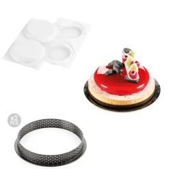 SILIKOMART Kit Moule Silicone 2 Tartes Ø 150mm Professional Hot