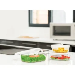 PEBBLY Lot 3 Boîtes de Conservation en Verre Rectangle Outlet