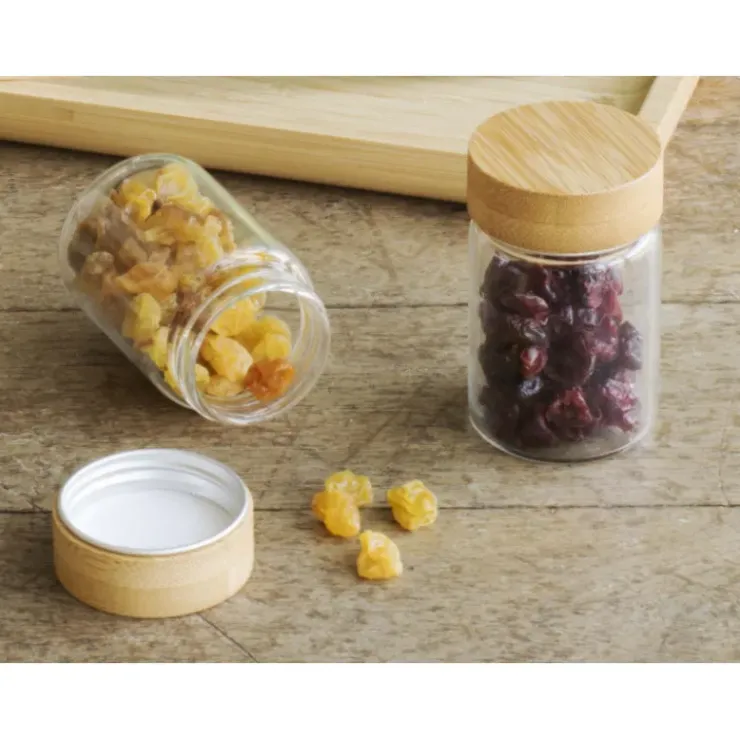 PEBBLY Lot 3 Pots en Verre et Bambou 75 ml Outlet