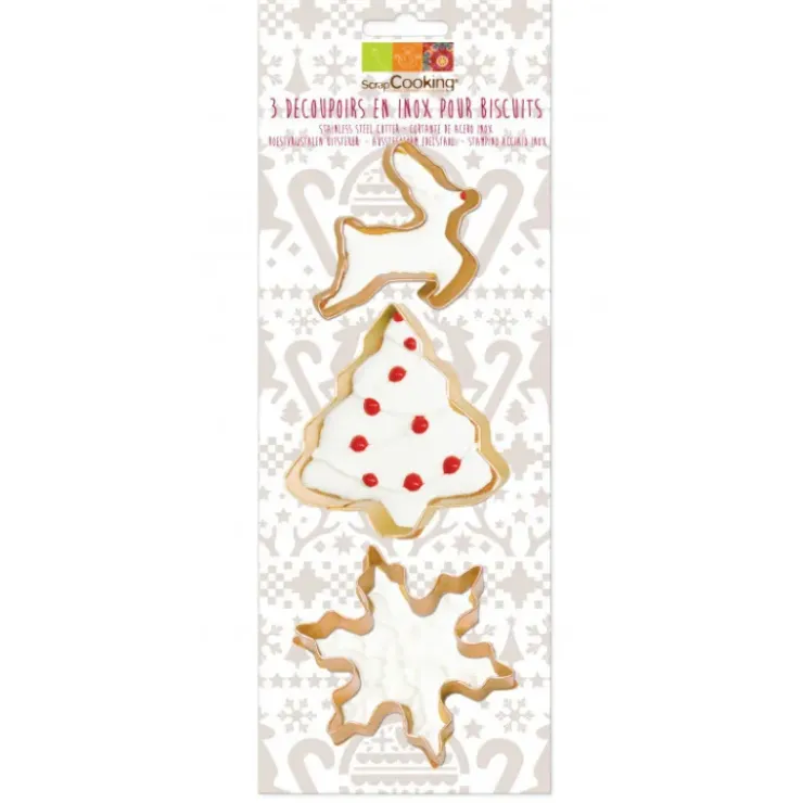 SCRAPCOOKING Lot Découpoirs Noël Inox Dorés x3 Clearance