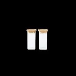 PEBBLY Lot de 2 Boites de Conservation Carrées en Verre et Bambou 320 ml Outlet