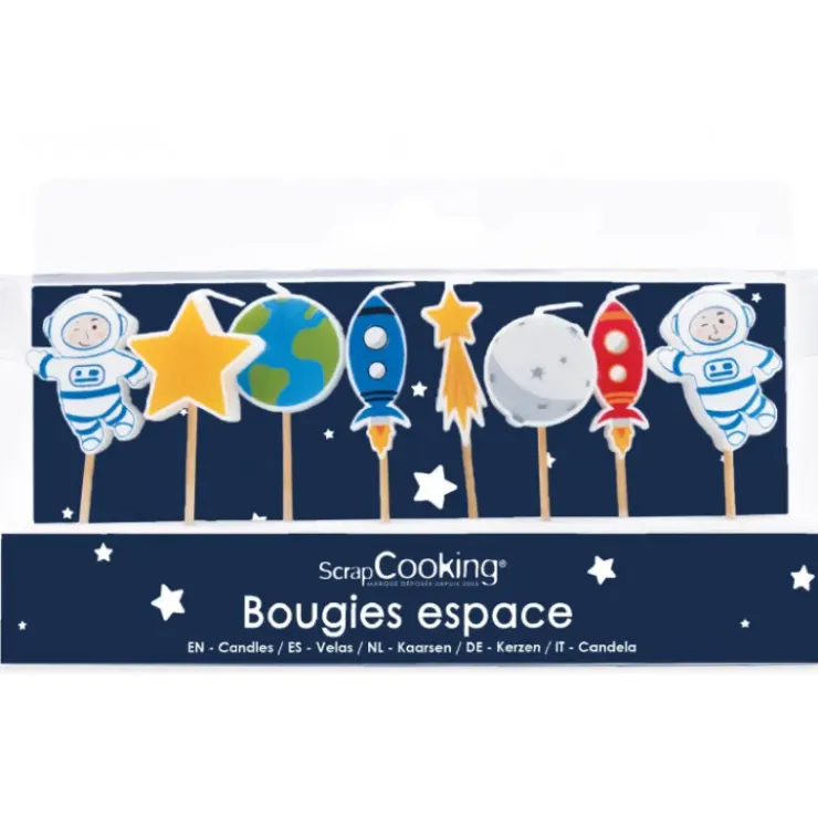 SCRAPCOOKING Lot de 8 bougies « Espace » Discount